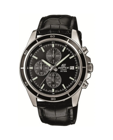 Orologio CASIO EDIFICE CLASSIC CHRONOGRAPH LEATHER- ALL BLACK Uomo