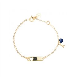Bracciale argento 925 giallo con cuore blu