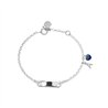 Bracciale rodio in argento 925 con cuore blu