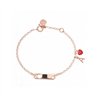 Bracciale argento 925 rosa e cuore rosso