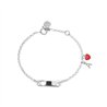 Bracciale rodio in argento 925 con cuore rosso