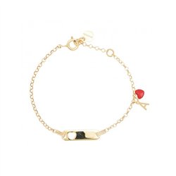 Bracciale in argento 925 giallo con cuore rosso