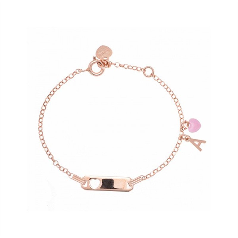 Bracciale rosa in argento 925 con cuore rosa