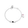 Bracciale rodio in argento 925 con cuore rosa