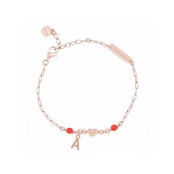 Bracciale in argento 925 rosa con cuore rosso