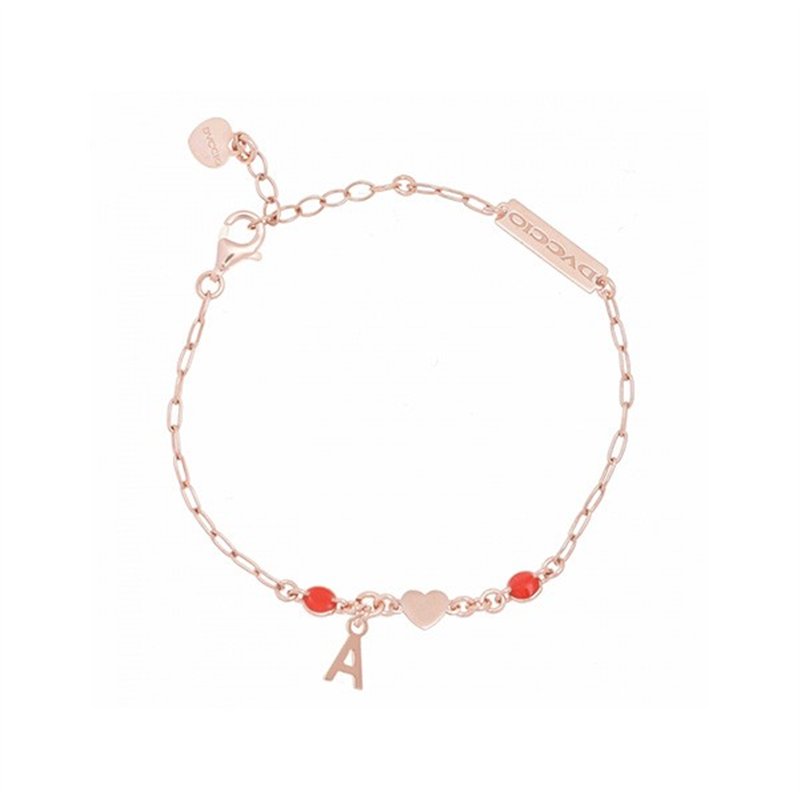 Bracciale in argento 925 rosa con cuore rosso