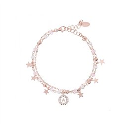Bracciale DEA rosa con perle, gemme rosa e charms stella