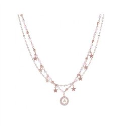 Collana DEA rosa con perle, gemme rosa e charms stella