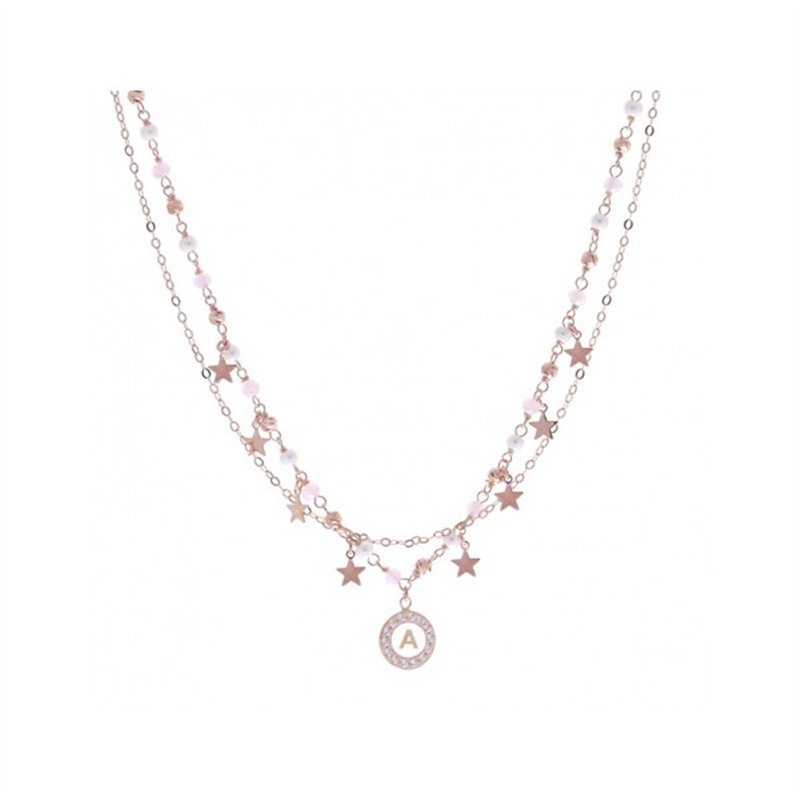 Collana DEA rosa con perle, gemme rosa e charms stella