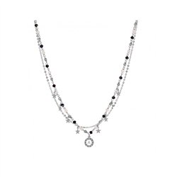 Collana in argento 925 rodio pietre Fumè