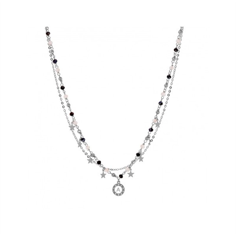 Collana in argento 925 rodio pietre Fumè