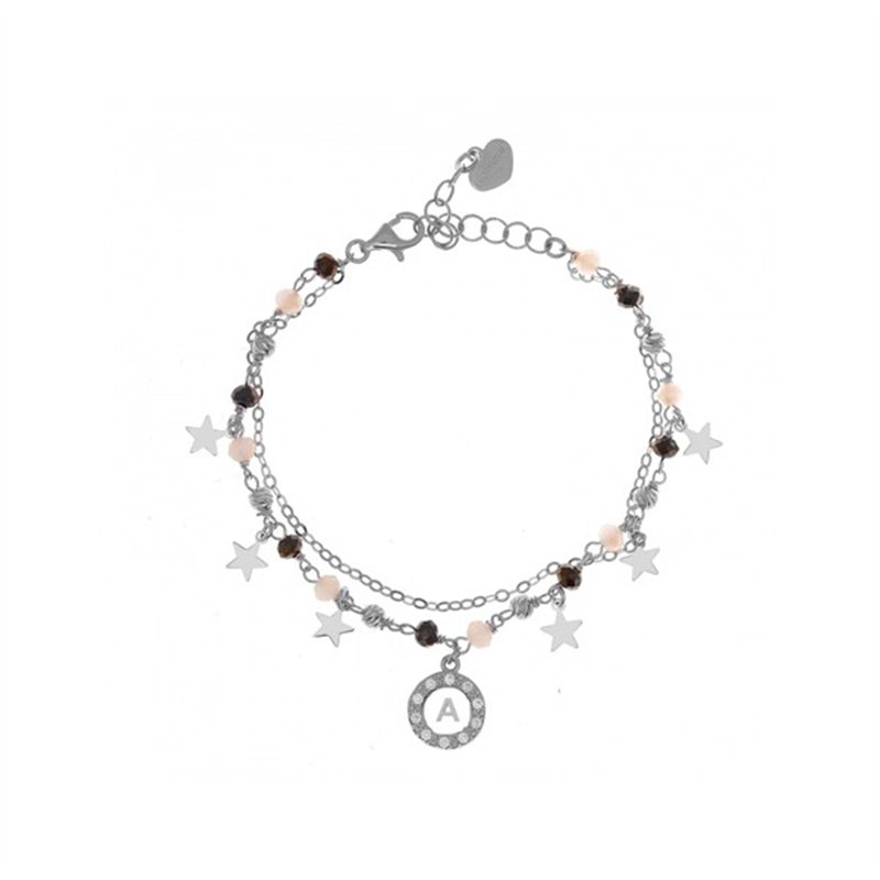 Bracciale in argento 925 rodio con pietre fumè