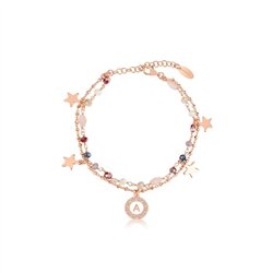 Bracciale a due fili in argento, pietre multicolor