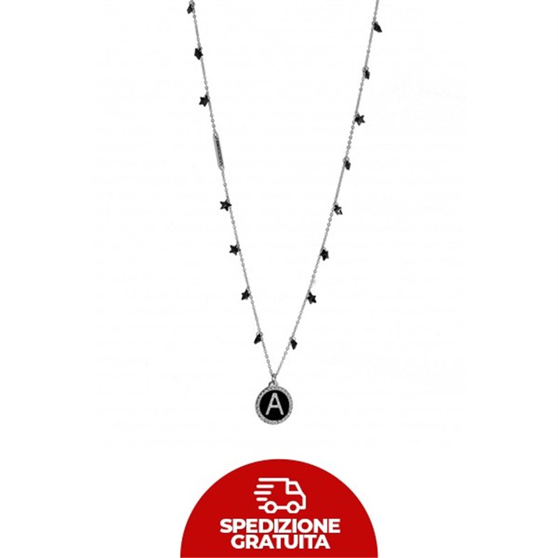 Collana Lunga in Argento 925 Rodio con Stelle