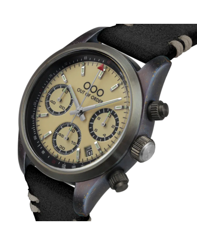 CREAM SPORTY CRONOGRAFO - BLACK LEATHER STRAP