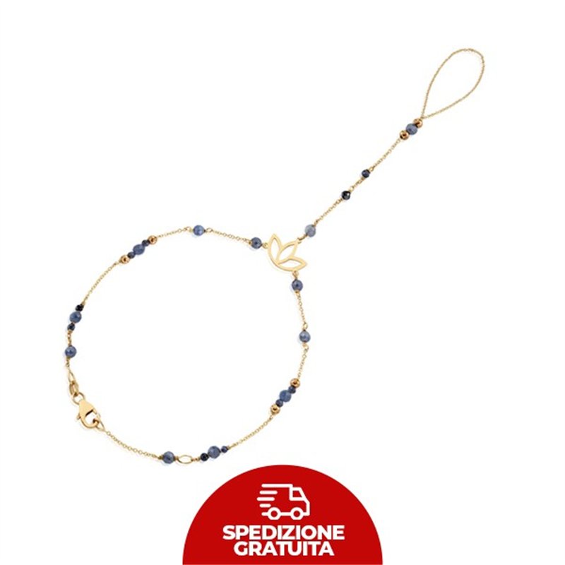 Baciamano in oro 9kt con quarzo azzurro