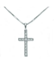 Girocollo Donna Miluna Croce Oro bianco Diamante 0.06 ...