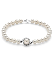 Bracciale di perle Oriente e perla centrale circondata con ...