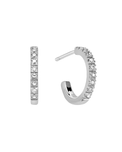 Miluna Orecchini cerchio con diamanti naturali e argento ...