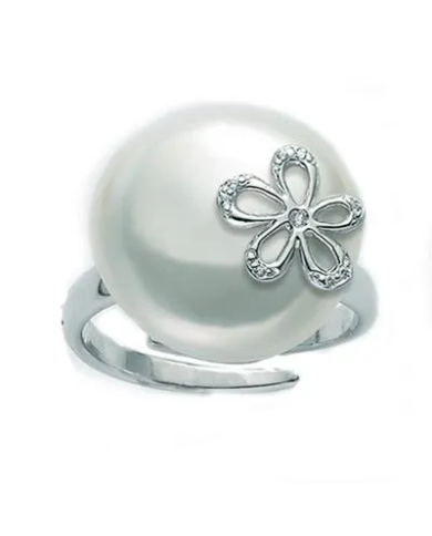 Anello Miluna in argento con Perla Coin e zirconi PLI1487