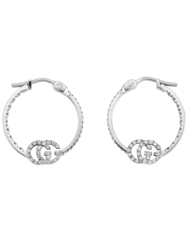 gucci orecchini gg running oro bianco con diamanti