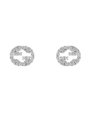 orecchini a bottone gucci interlocking con diamanti