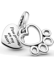 Charm Pendente Cuore e Zampa | Argento sterling