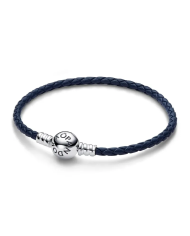 Bracciale Moments in Pelle Blu | Argento sterling - Pandora