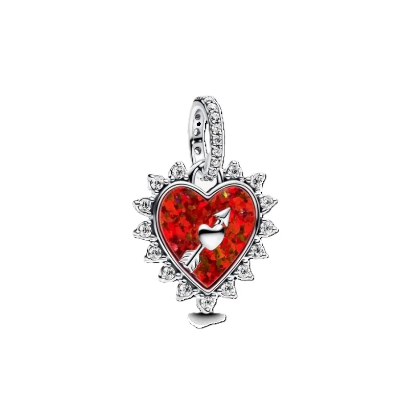 Charm Pendente Cuore Rosso con Freccia Girevole