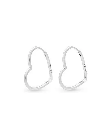 Orecchini Cerchi Cuori Asimmetrici Grandi | Argento sterling