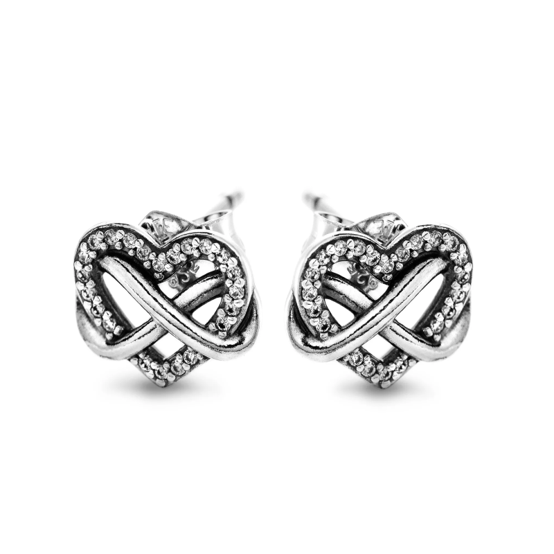 Orecchini Cuore Infinito Pietre Luminose | Argento sterling