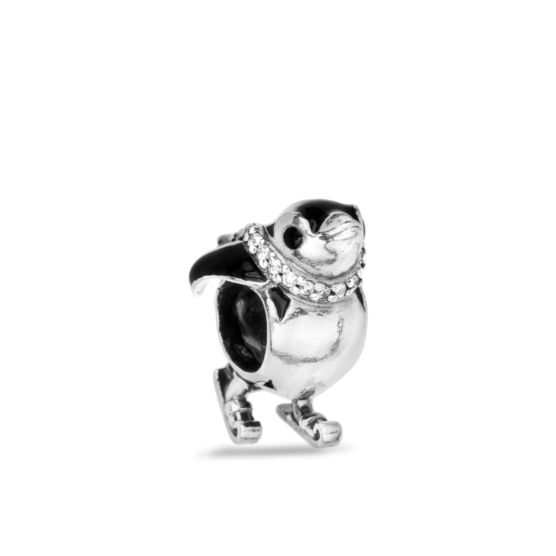 Charm Pinguino con gli Sci | Argento sterling