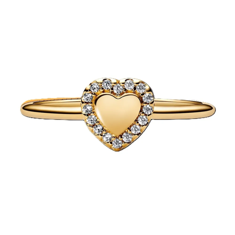 Anello Cuore e Pavè da incidere | Placcato oro
