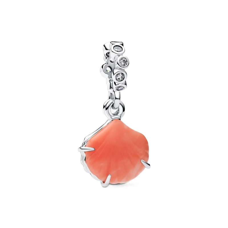 Charm Pendente Doppio Conchiglia Color Corallo