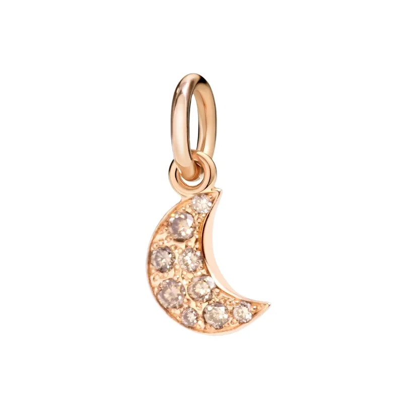 ciondolo luna oro rosa & diamanti brown - Dodo