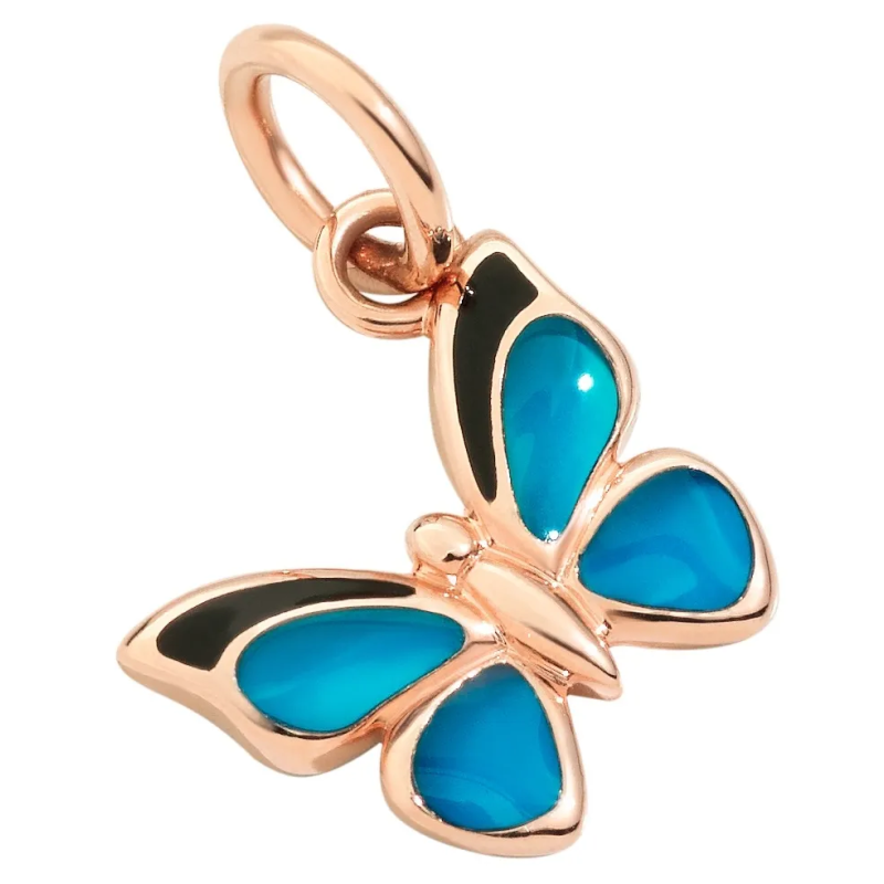 DoDo Ciondolo Farfalla in Oro Rosa e smalto Blu ...