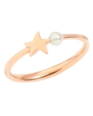 anello stellina oro rosa & perla di cristallo