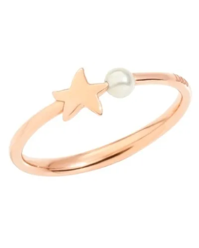 anello stellina oro rosa & perla di cristallo