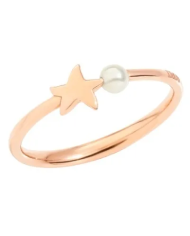 anello stellina oro rosa & perla di cristallo