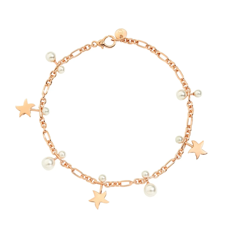 bracciale stellina oro rosa & perle di cristallo