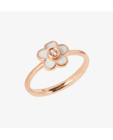 ANELLO DODO FIORE. ORO ROSA SMALTO DIAMANTE MISURA 52