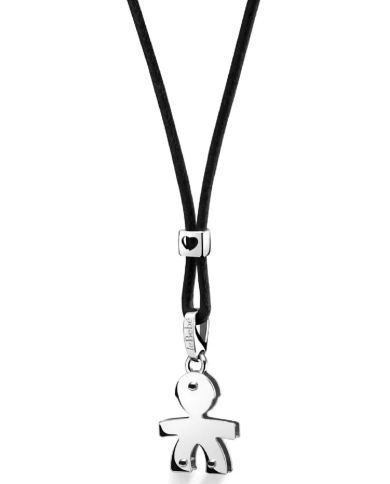 Ciondolo I Classici con sagoma bimbo in oro bianco