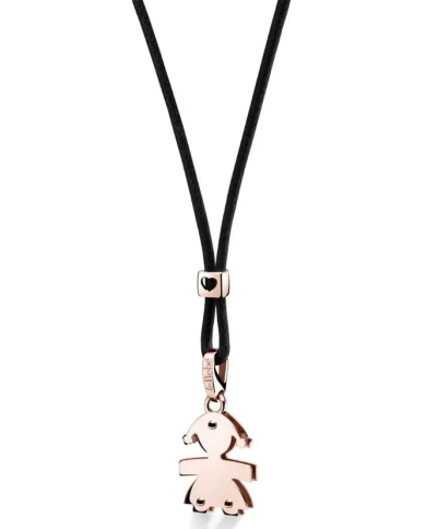 Ciondolo I Classici con sagoma bimba in oro rosa - leBebé