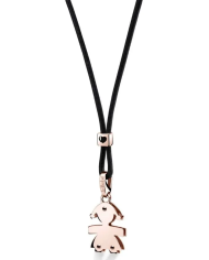 Ciondolo I Classici con sagoma bimba in oro rosa - leBebé