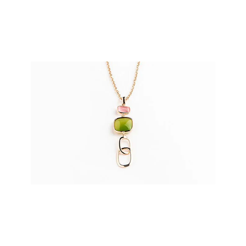 Collana Madì Donna Catene lime in Argento Quarzo idrotermale
