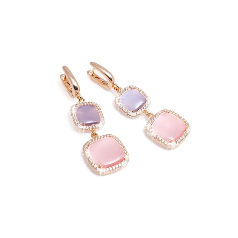 Orecchini Madi Laguna Luce con Quarzi Idrotermali Rosa e Viola