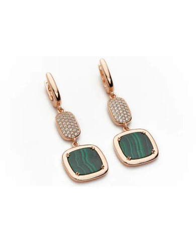 Orecchini Madi Collezione Safari con Malachite e Zirconi