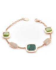 Bracciale Madi Collezione Safari con Malachite e Quarzi Idrotermali Verdi