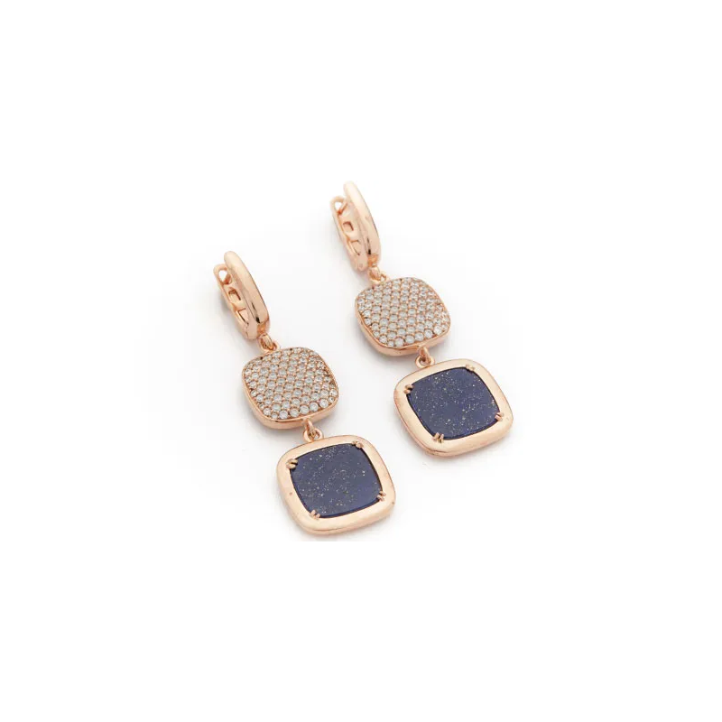 Orecchini Madi Pendenti Profondo Blu con Lapislazzuli e Zirconi