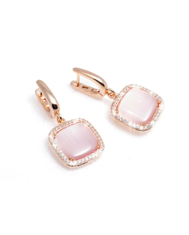 Orecchini Madi Laguna Luce con Quarzi Rosa e Zirconi